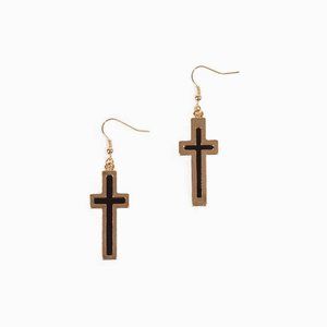 Tobi Cross Earrings Black and Gold Sold Out